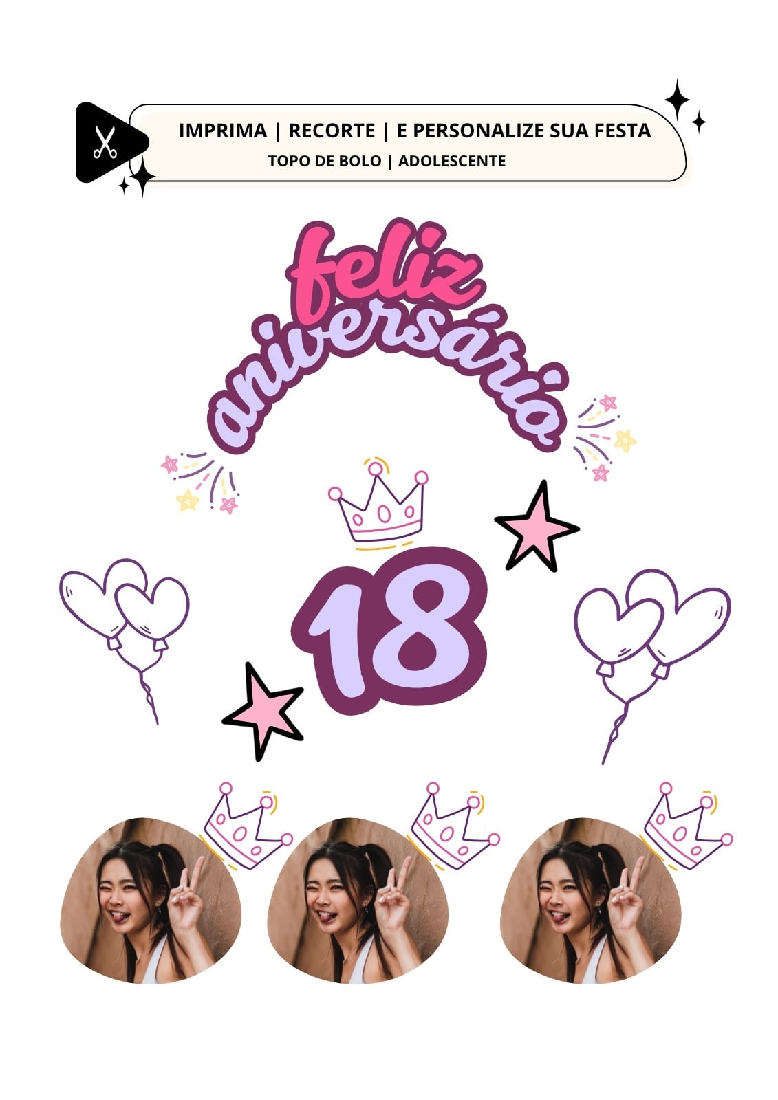 Rosa e Lilás Festivo Aniversário Documento