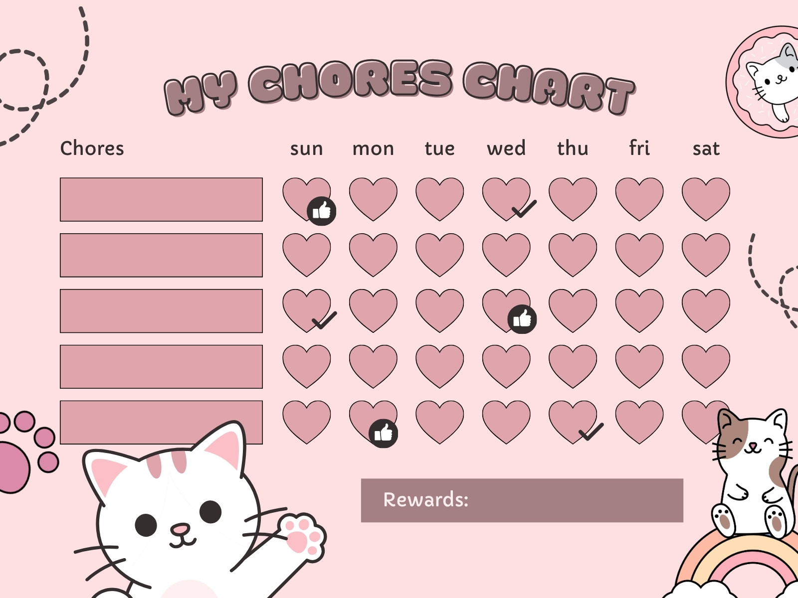 Pink Cute Modern Chore Chart Graph