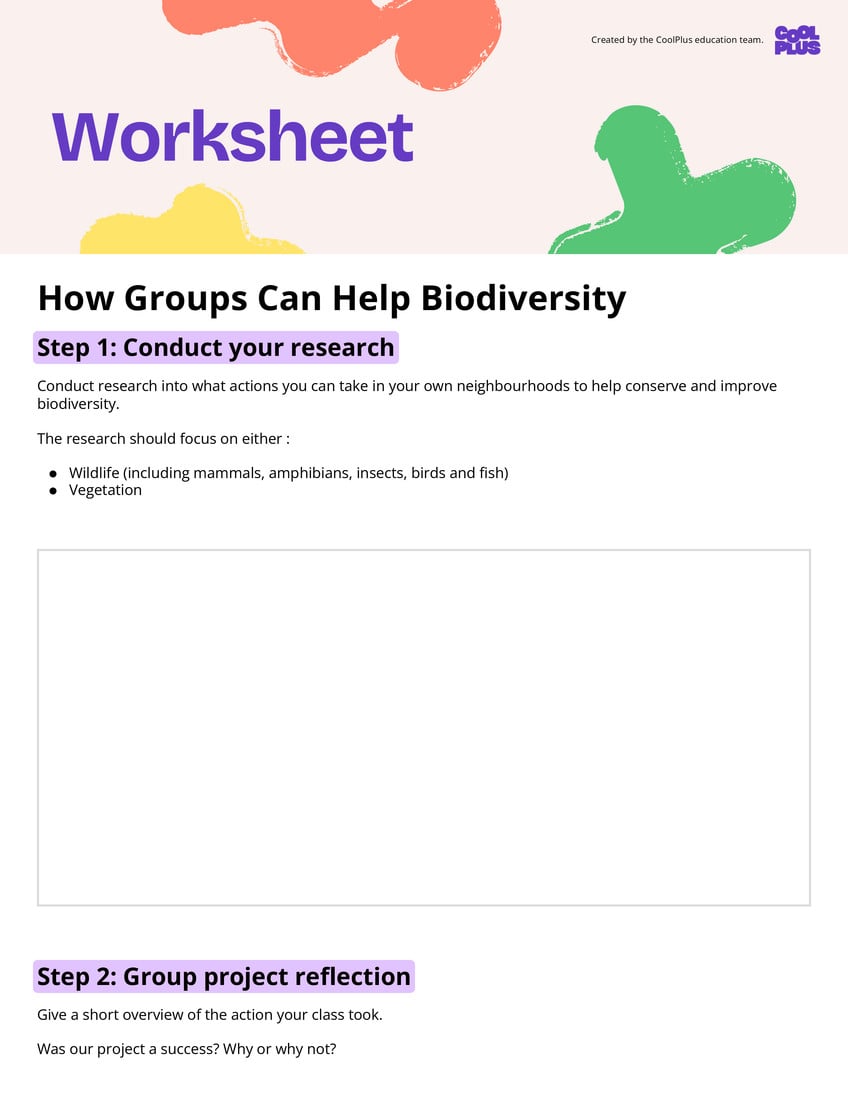 How Groups Can Help Biodiversity Worksheet