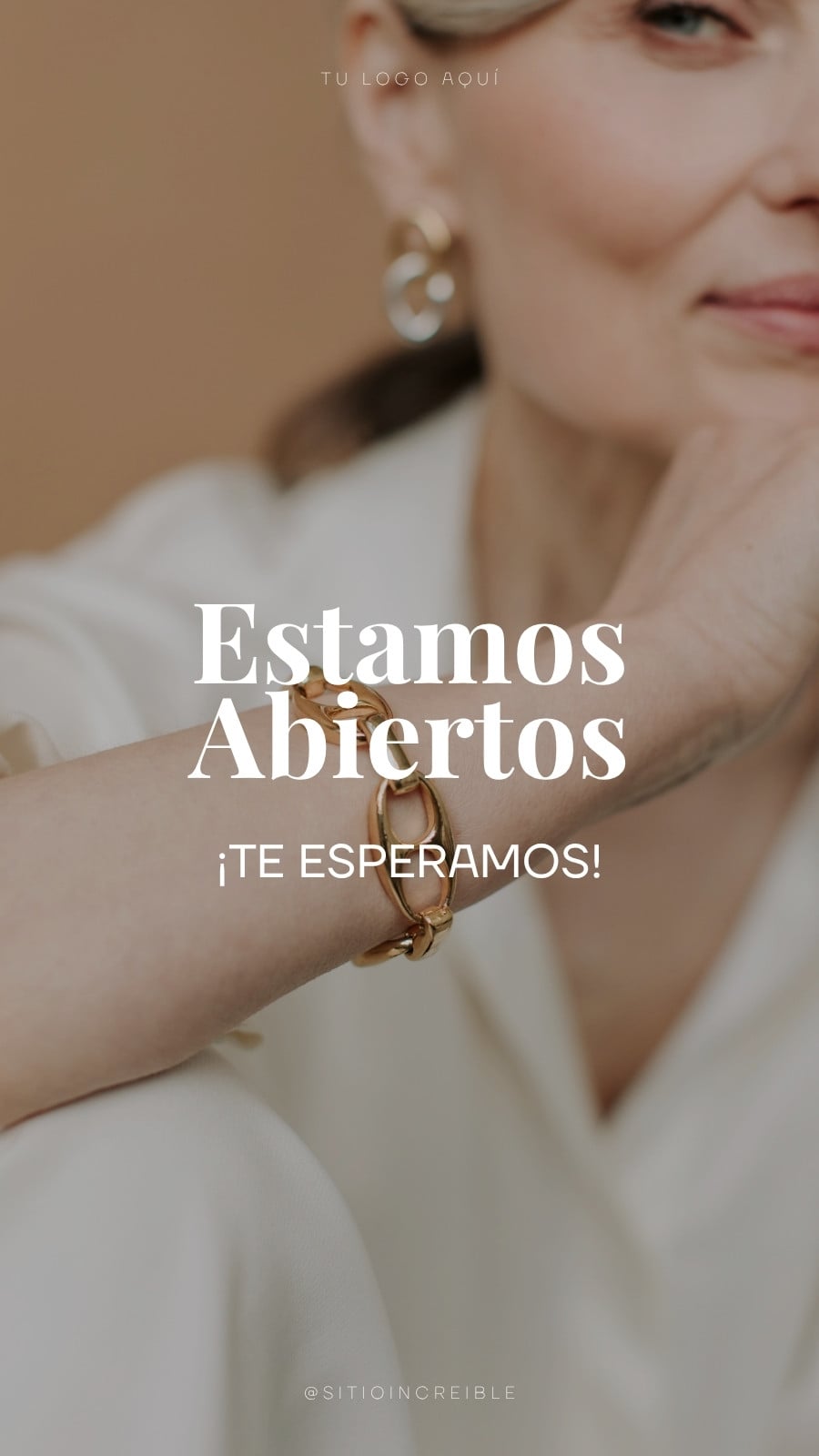 Historia de Instagram Tienda Abierta Minimalista Elegante Beige y Blanco