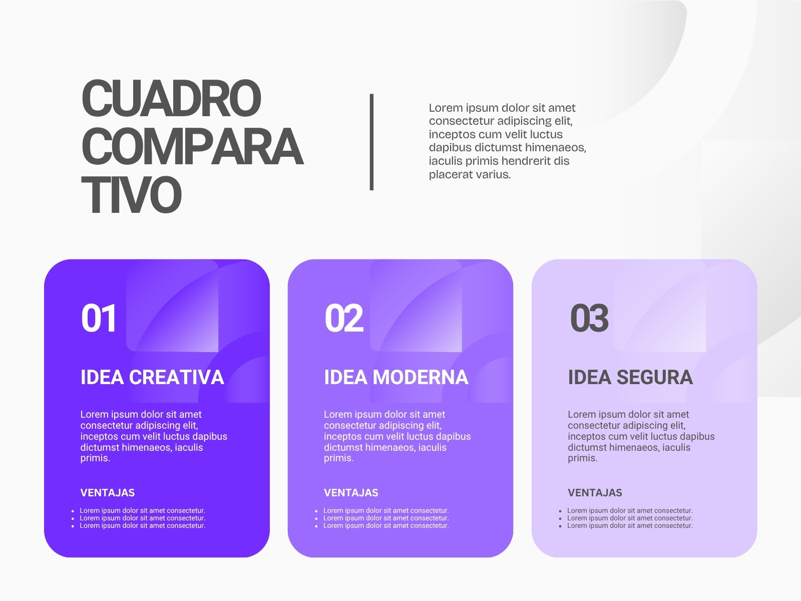 Gráfica Cuadro Comparativo Moderno Geometrico Blanco Y Morado