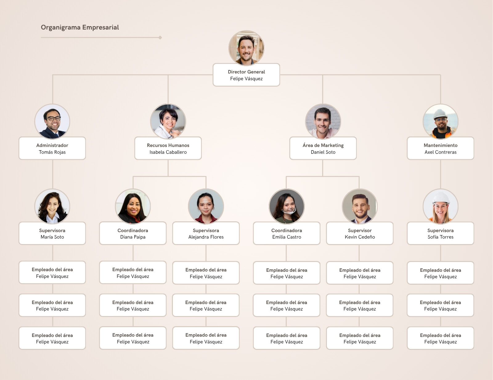 Organizador Gráfico Organigrama Empresarial Moderno Beige