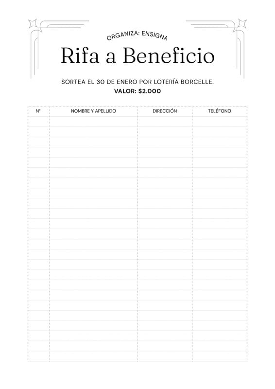 Formato de rifa 100 números para editar gratis | Canva