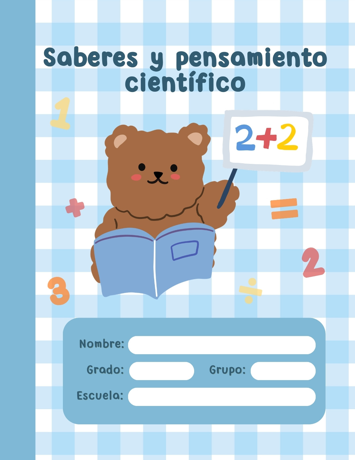 Portada para cuaderno - Pensamiento científico - Cuadriculado, de oso