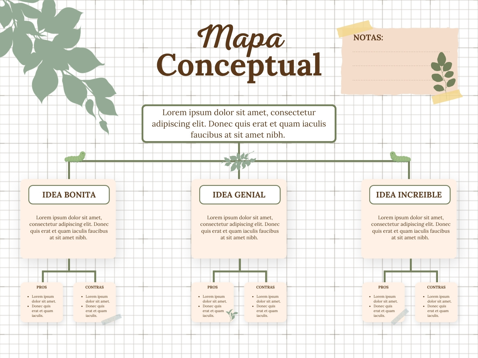 Mapa Conceptual Sencillo Plantas Verde y Beige