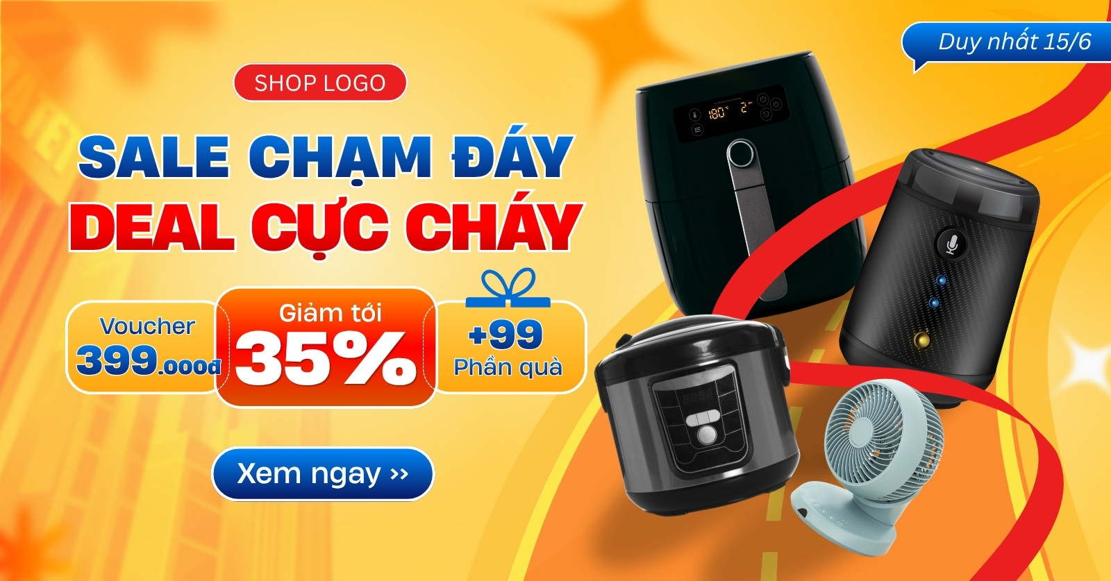 Quảng cáo Facebook sale đồ gia dụng cam đỏ Quảng cáo Facebook sale đồ gia dụng cam đỏ