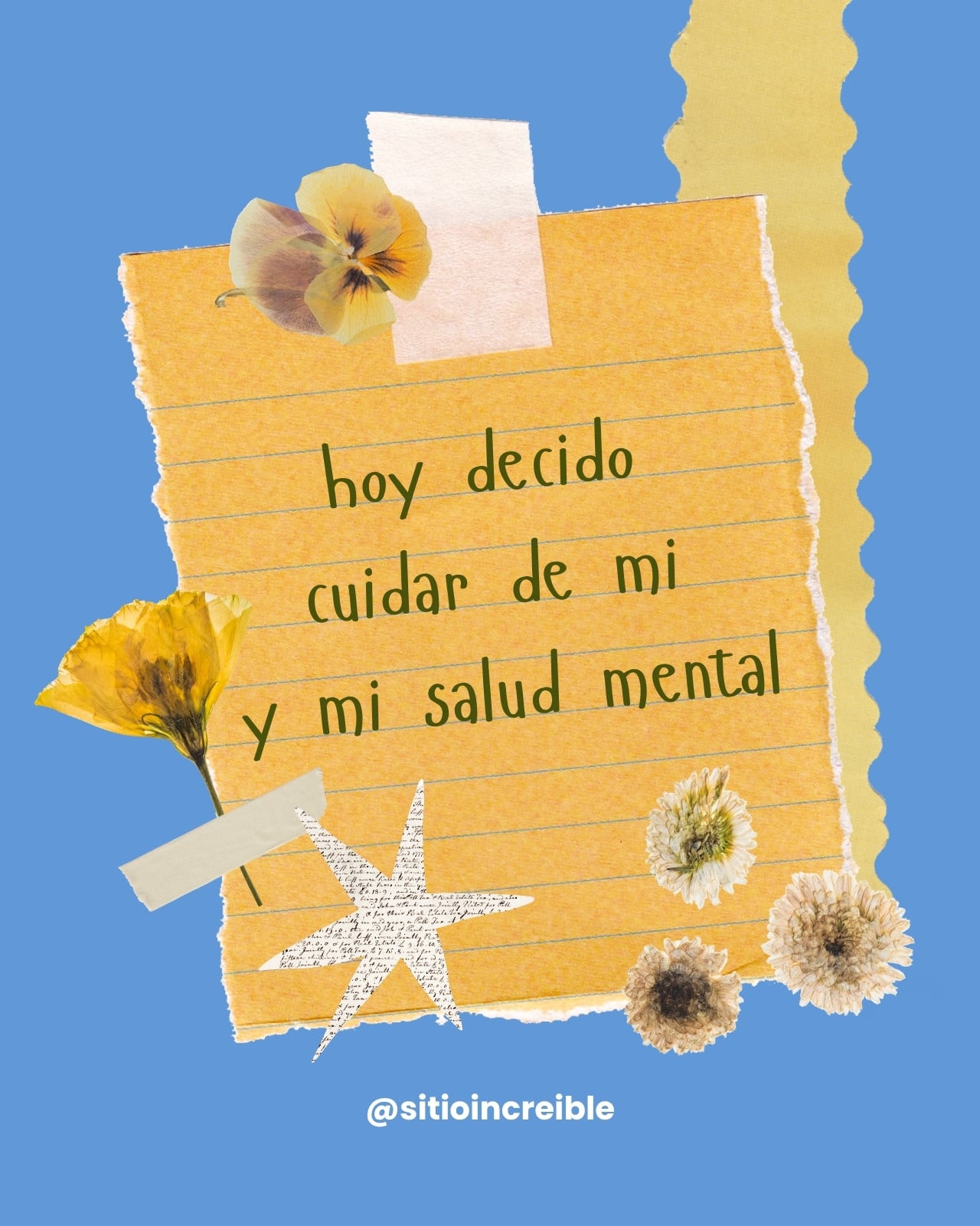 Azul y Amarillo Collage Cuidado de la Salud Mental Post para Instagram