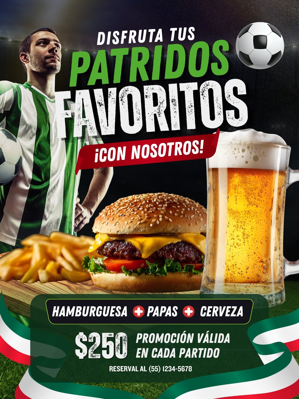Póster de Comida Fútbol Moderno Verde Póster de Comida Fútbol Moderno Verde