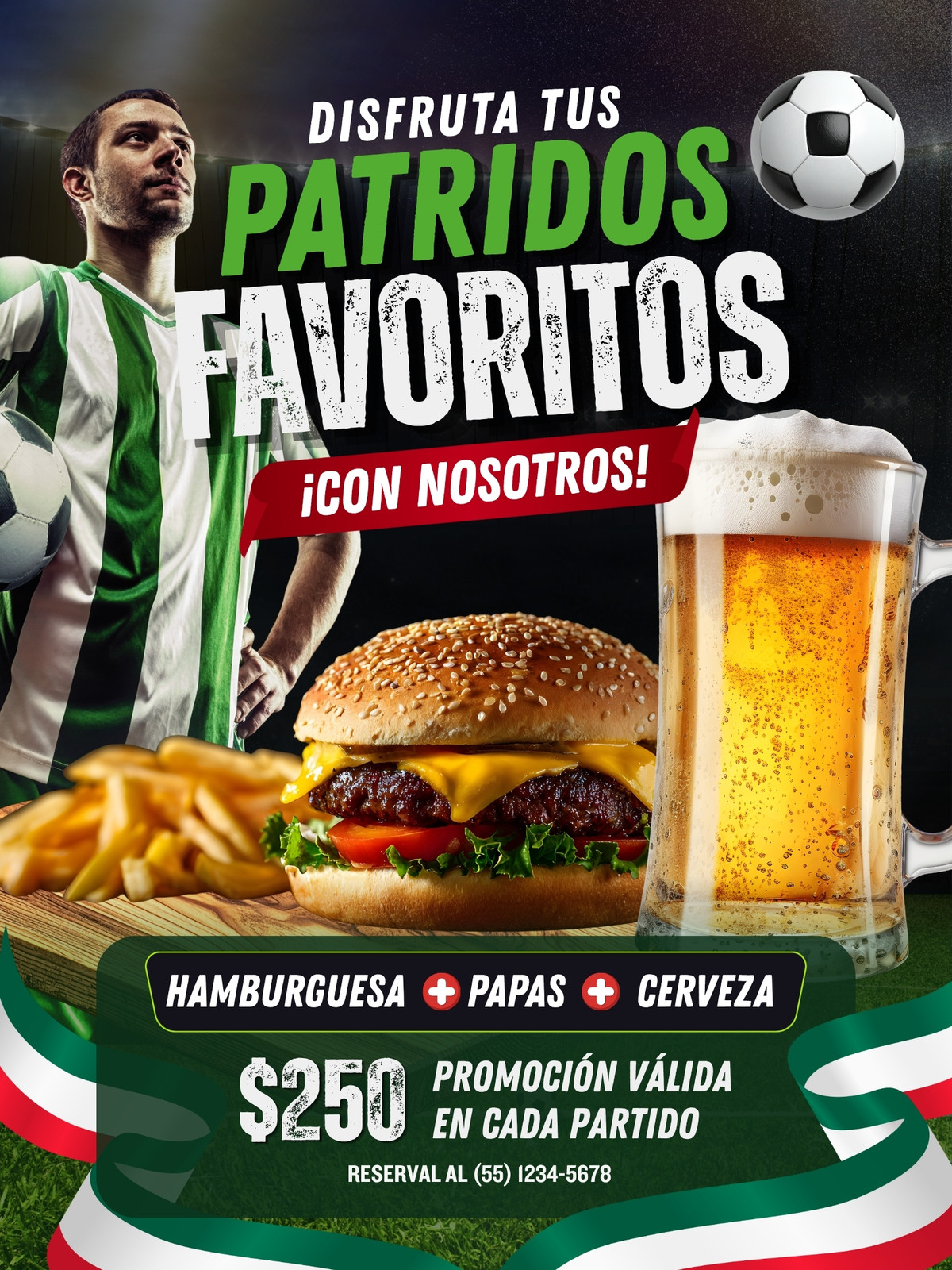 Póster de Comida Fútbol Moderno Verde Póster de Comida Fútbol Moderno Verde