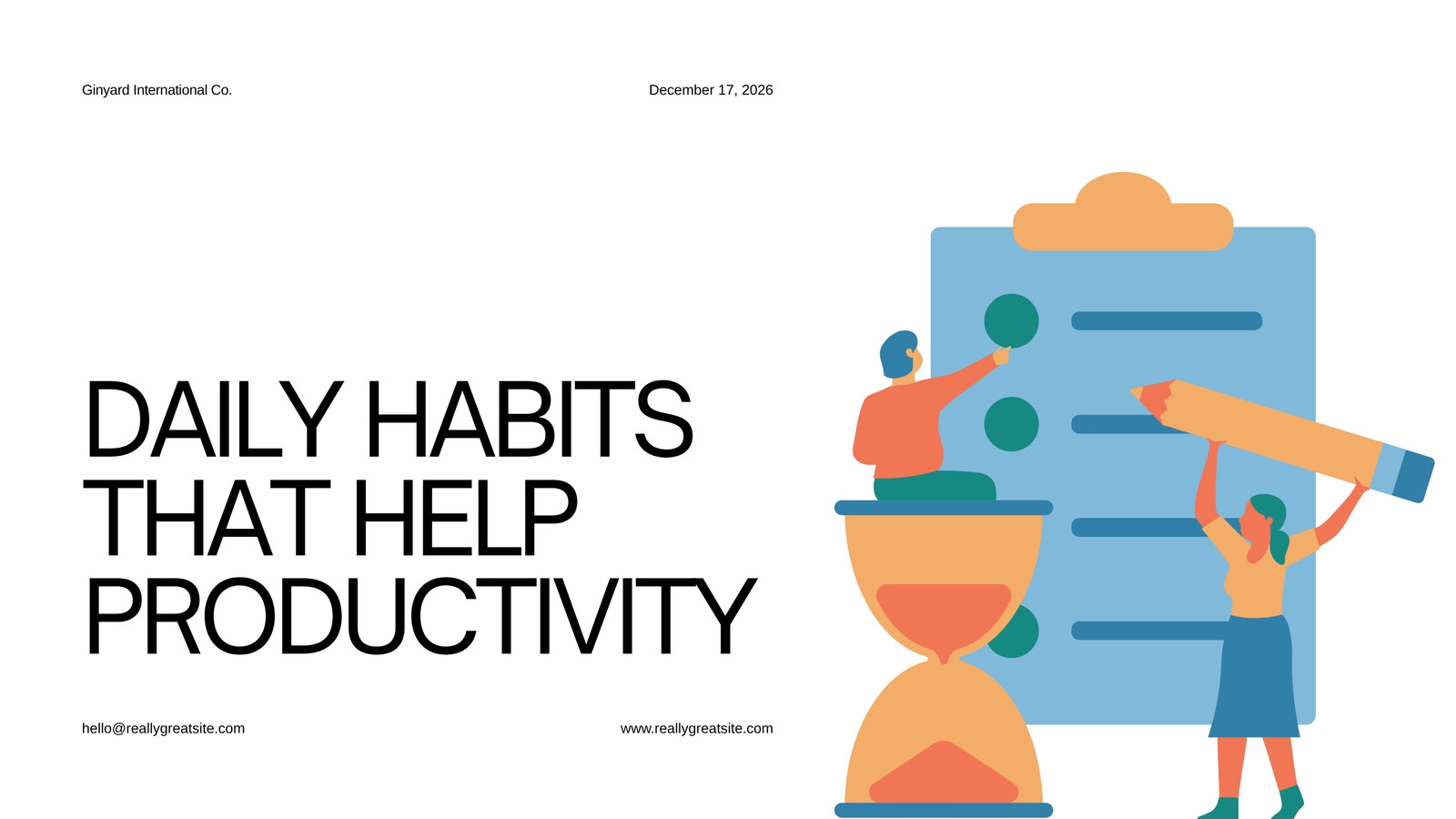 Black and White Illustration Daily Habits That Help Productivity Presentation