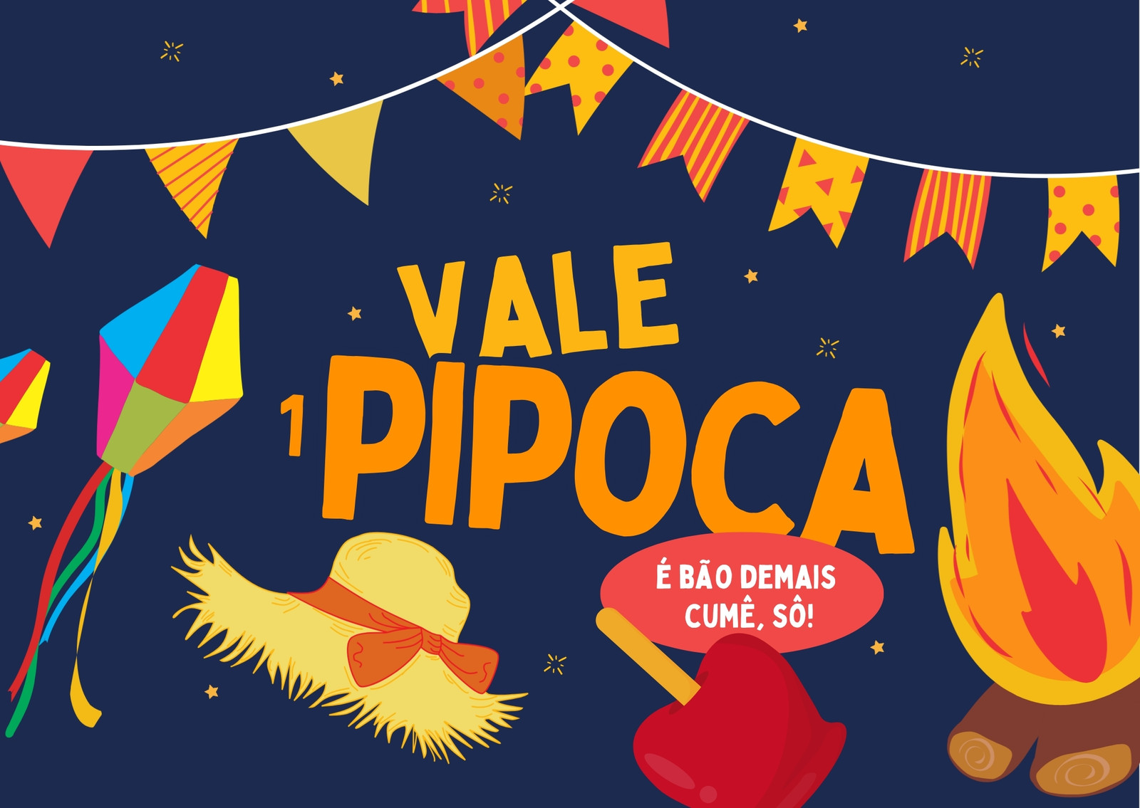 Cartão ficha festa junina valor moderno azul e amarelo