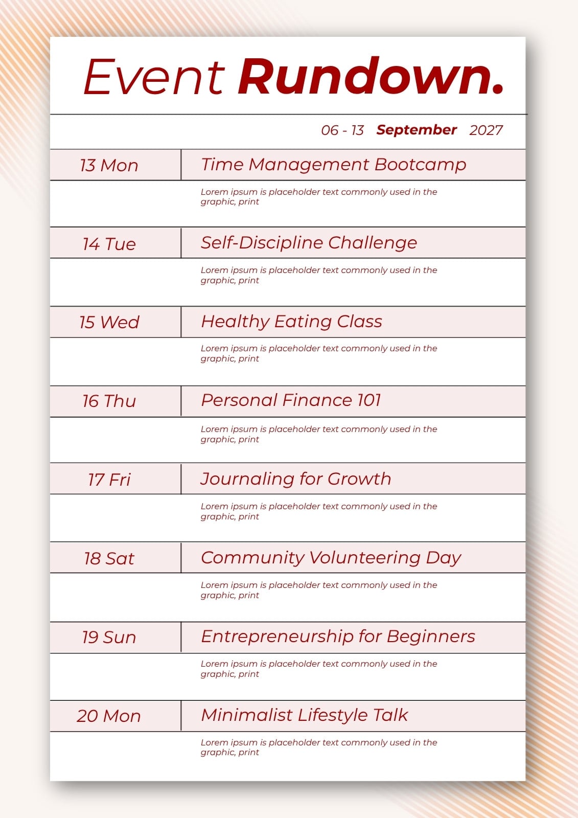 Design Rundown Presentation Free and customizable rundown templates