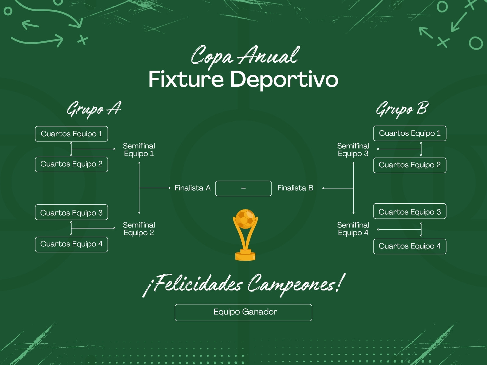 Gráfica Fixture Deportivo Fútbol Moderno Verde