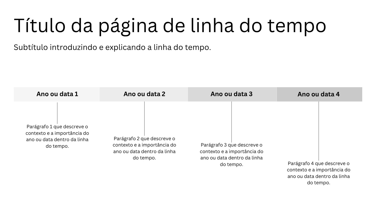 Apresentação de Linha do Tempo Moderna em Preto e Branco