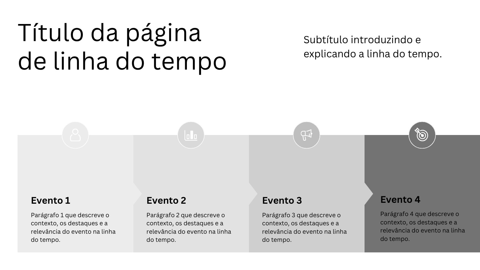 Apresentação Criativa de Linha do Tempo com Estilo Minimalista Moderno em Preto e Branco