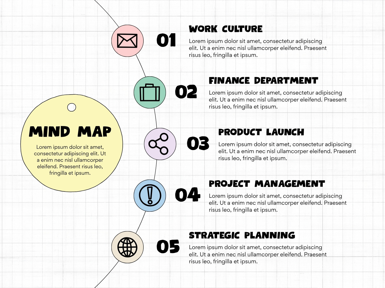 Colorful Simple Circle Diagram Icons Mind Map Graph