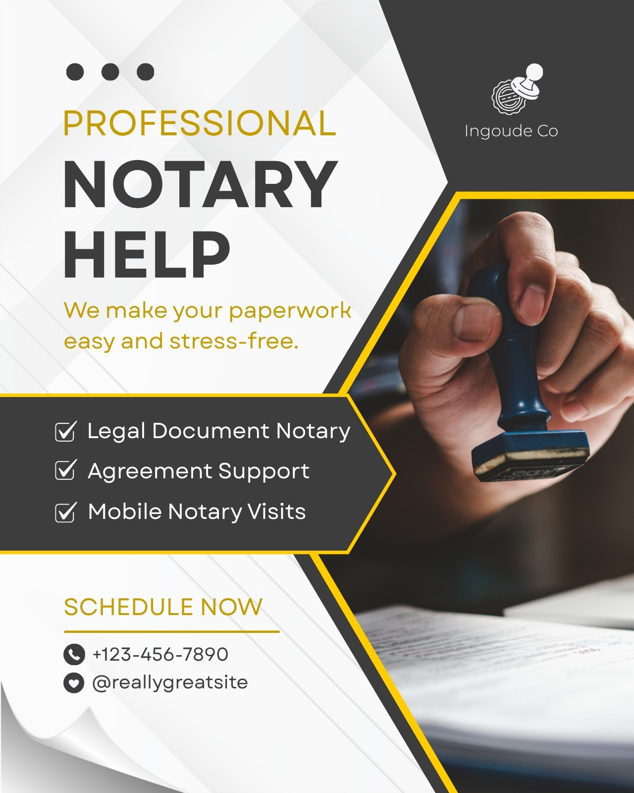 Black White Professional Notary Help Instagram Post