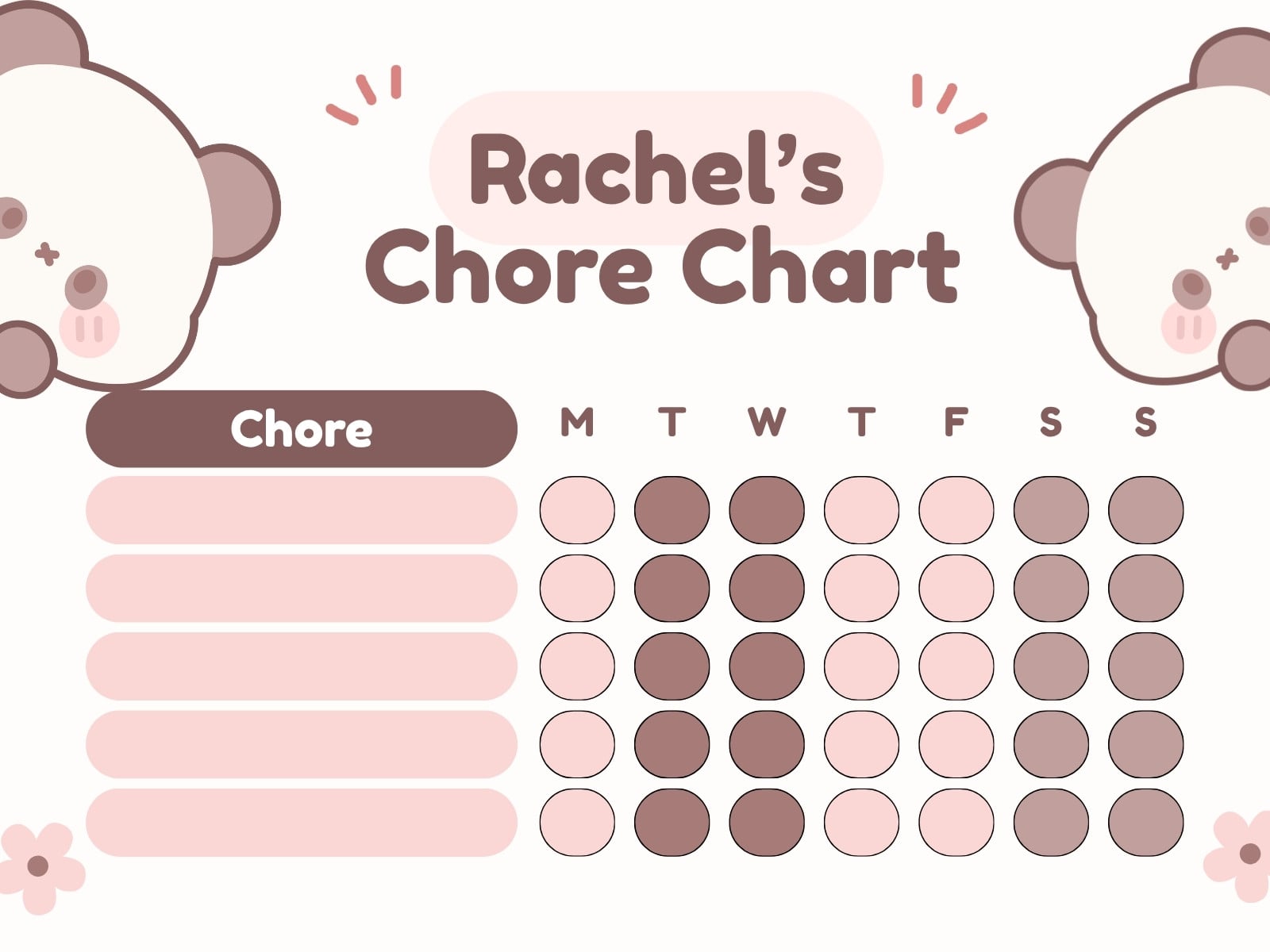 Brown Pink Playful Chore Chart Graph