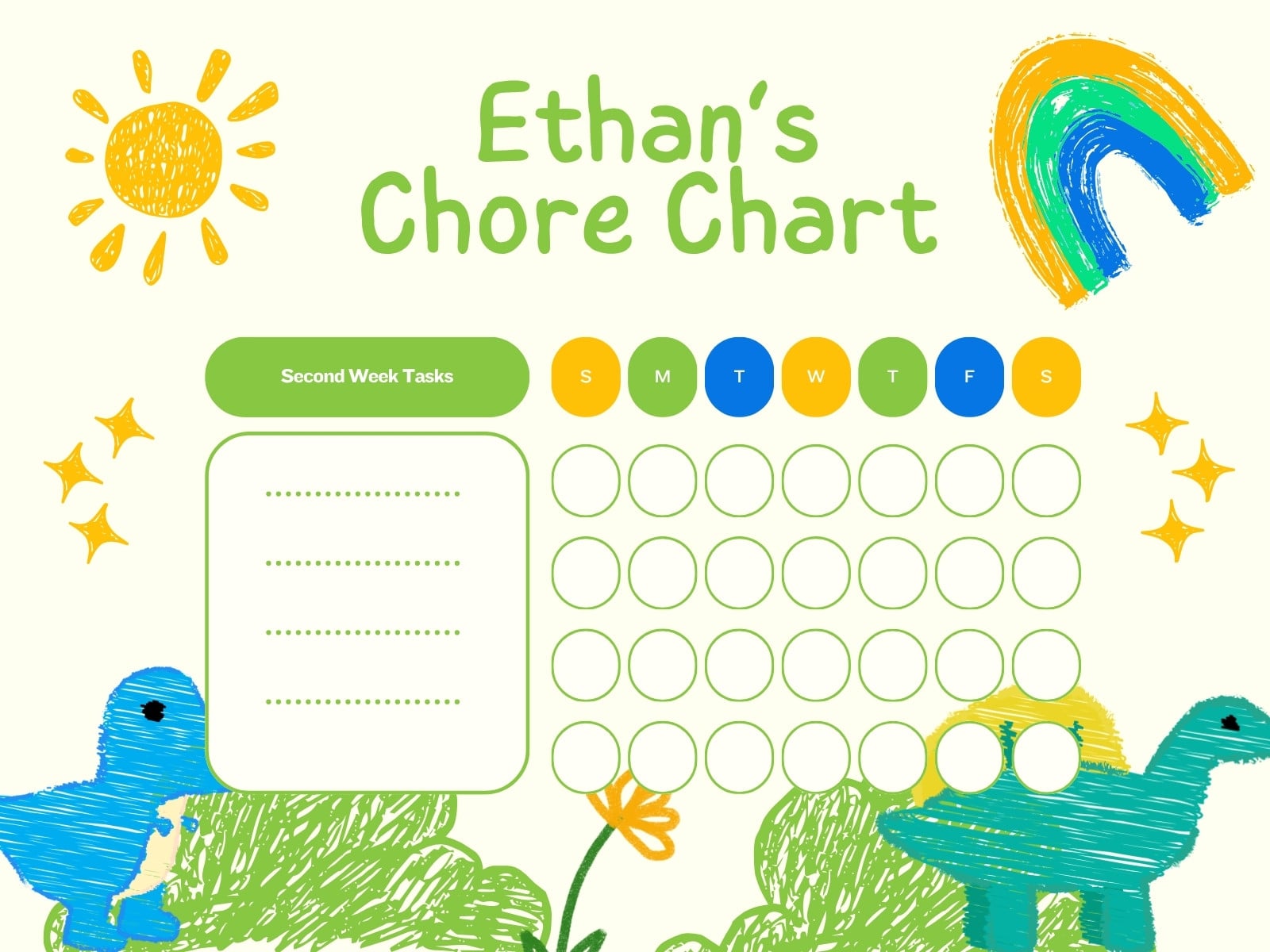 Green Yellow Playful Chore Chart Graph