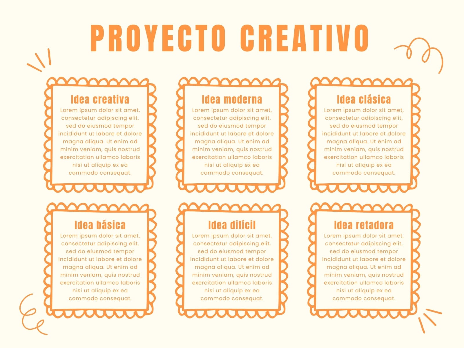 Gráfico Mapa Conceptual Esquema Garabato Creativo Naranja
