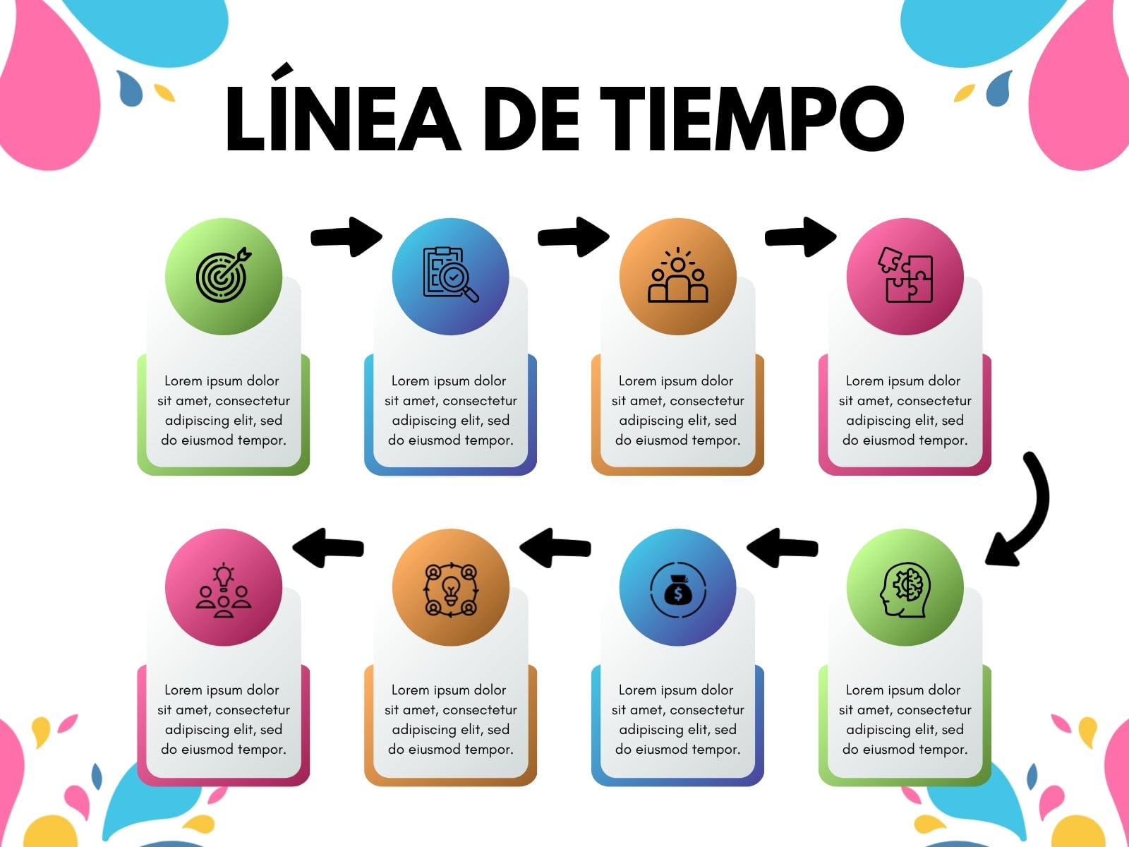 Gráfico de Línea de Tiempo Profesional Moderno Colorido