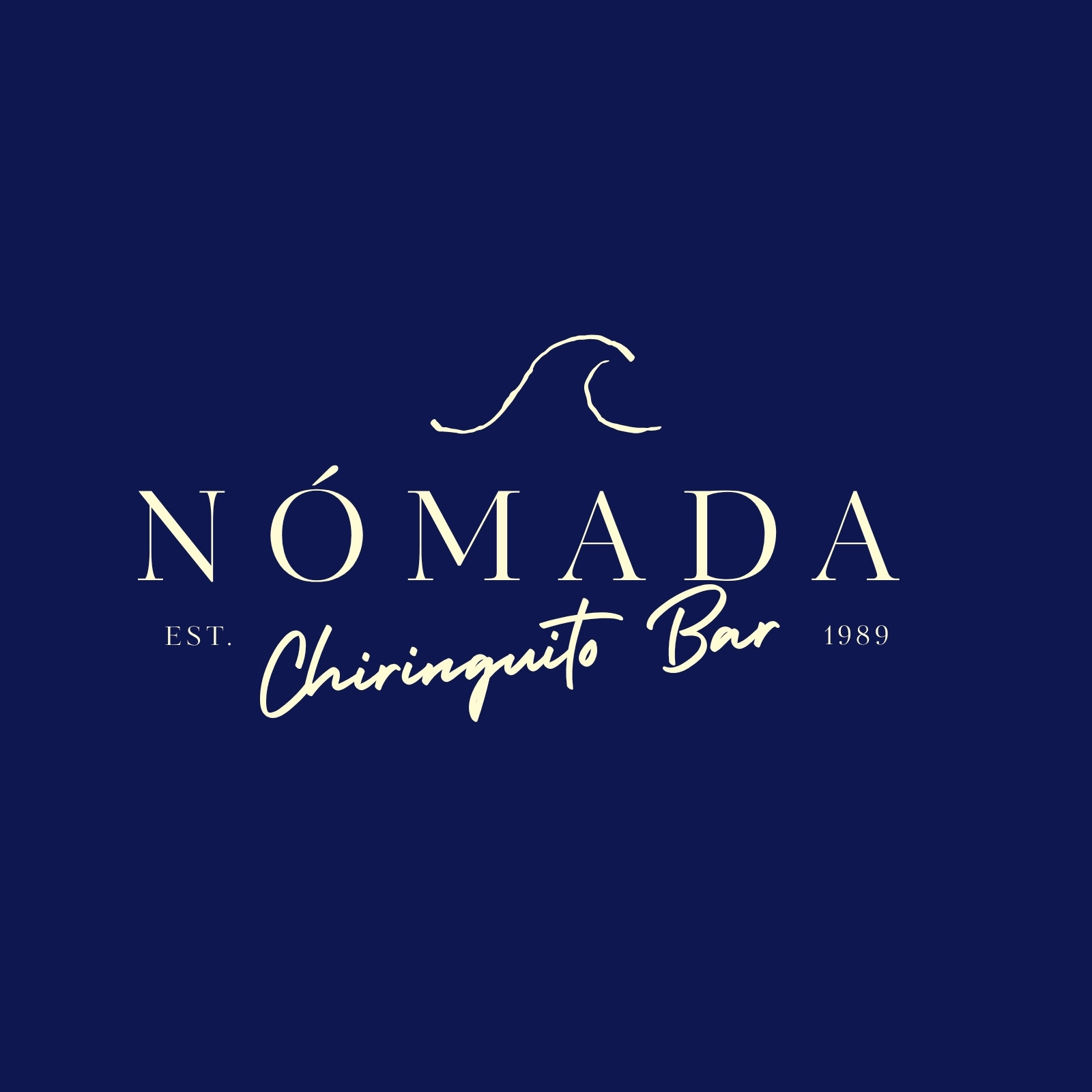 Logotipo Bar Chiringuito Elegante Azul y Crema