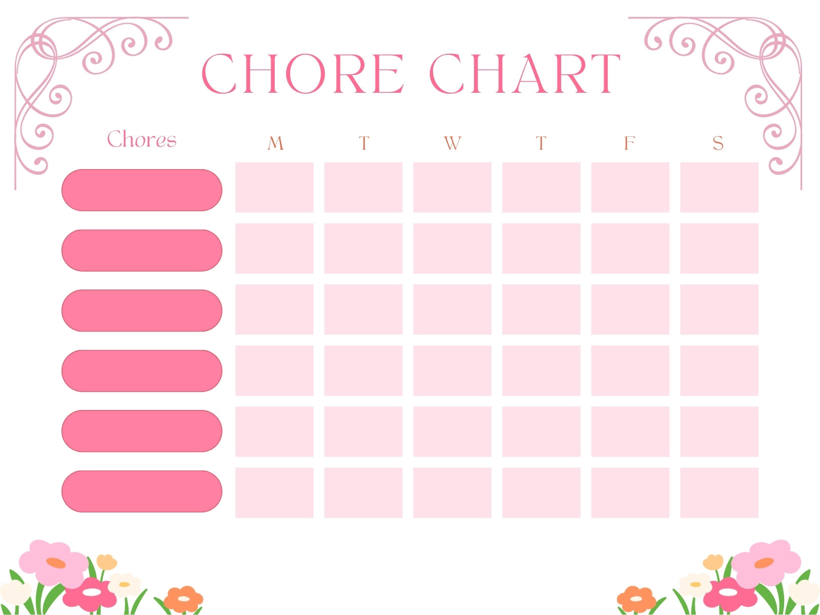 Pink Modern Chore Chart Graph
