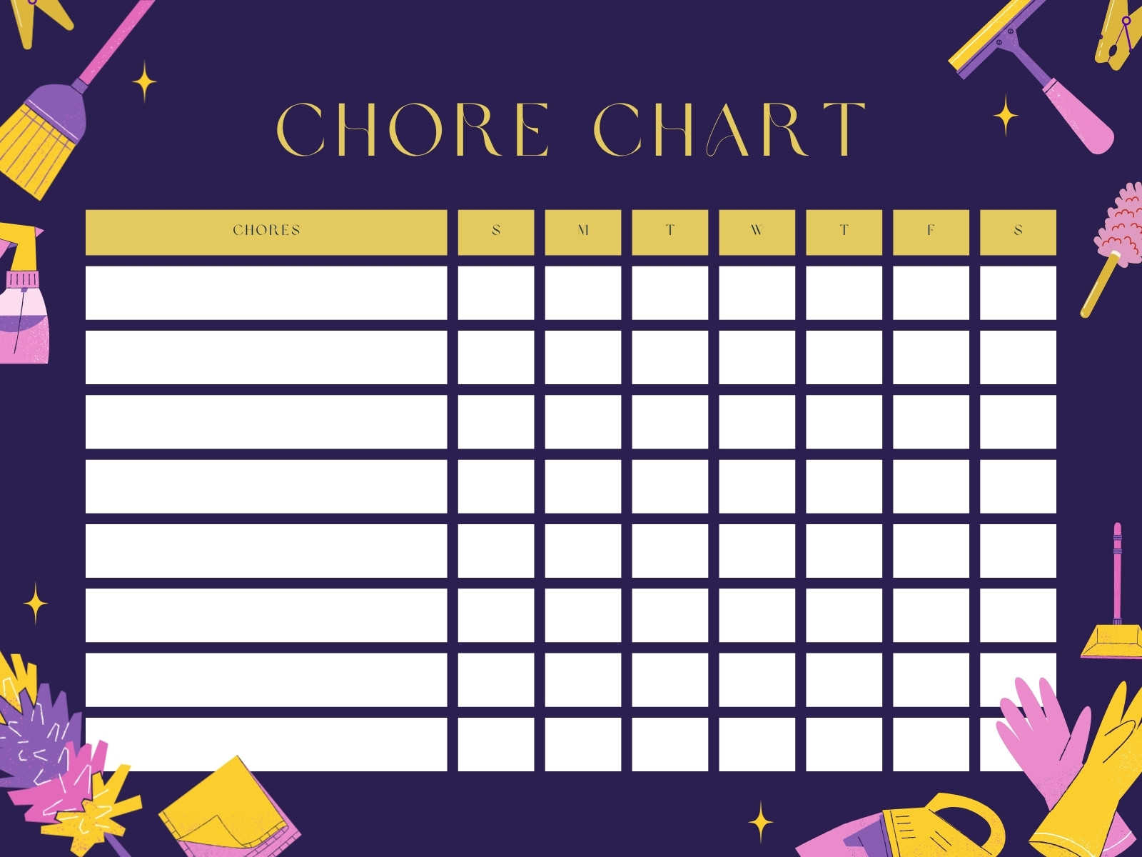 Purple Yellow Modern Chore Chart Graph