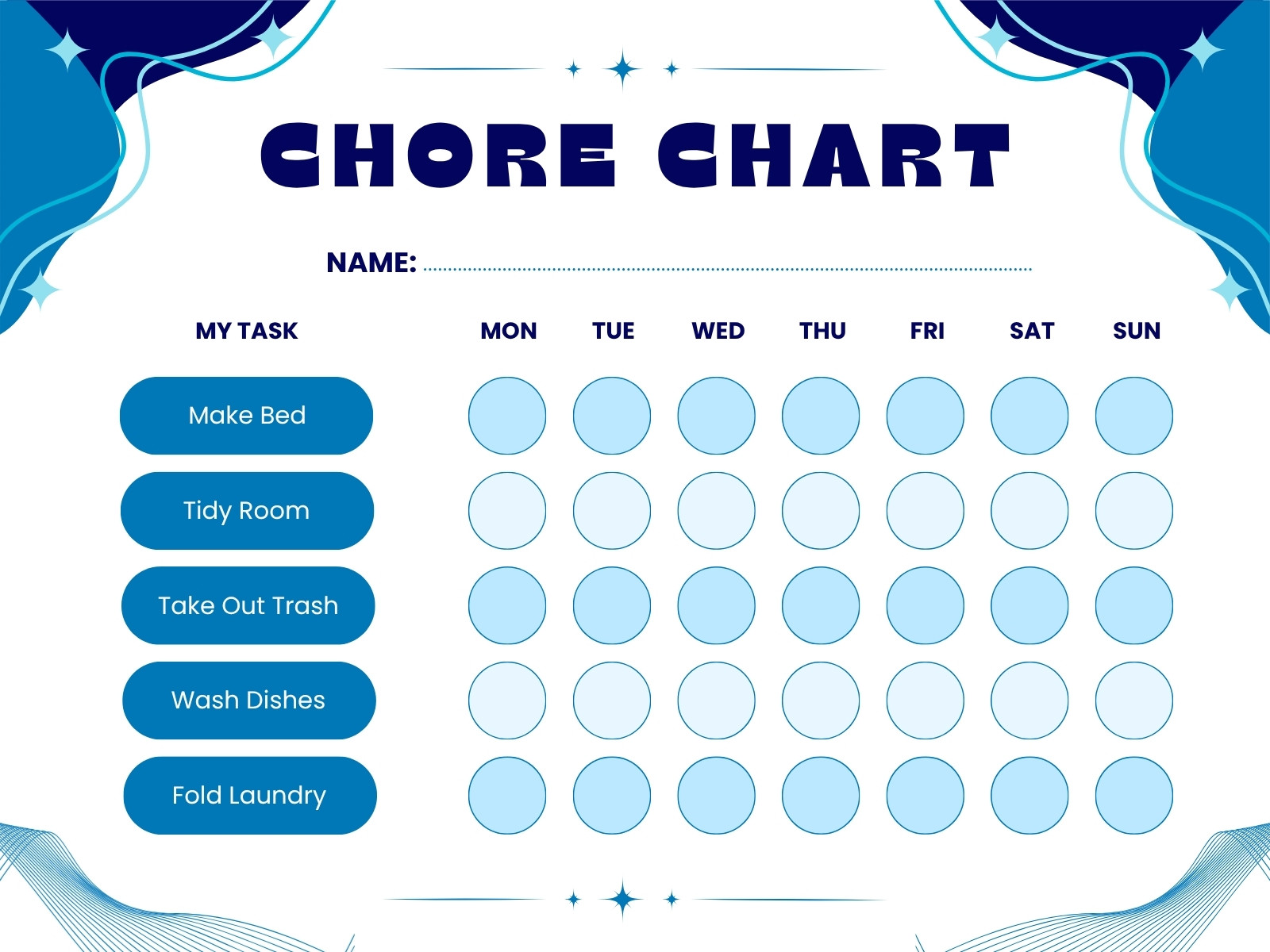 Blue Modern Chore Chart Graph