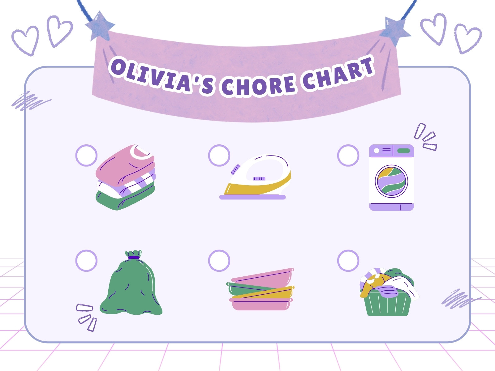 Purple Green Illustrated Chore Chart Graph