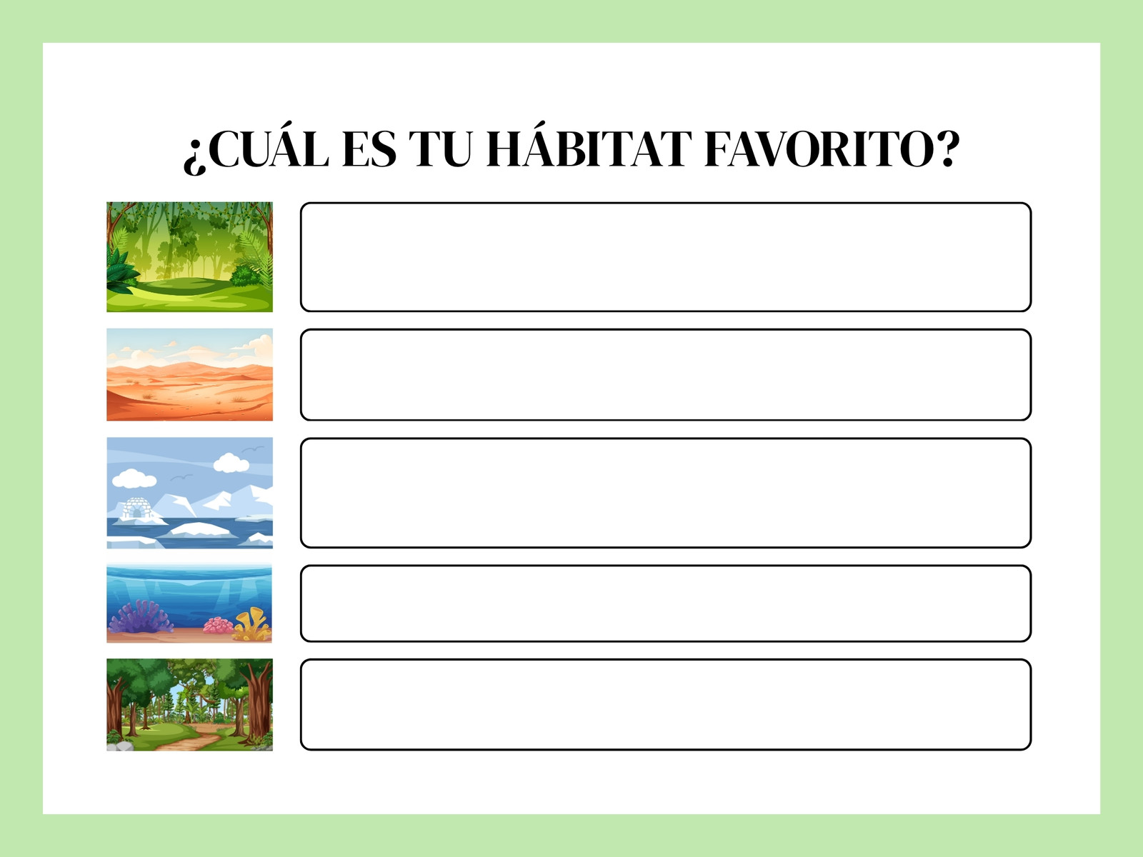 Gráfico pictográfico animales y sus hábitat estilo ilustración verde