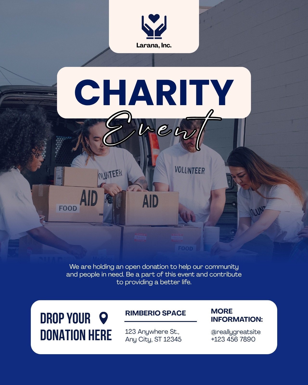 Blue and White Modern Charity Event Instagram Post