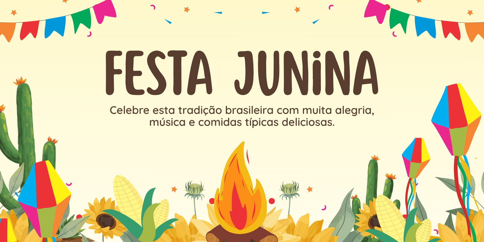 Amarelo e Verde Ilustrado Festa Junina Banner