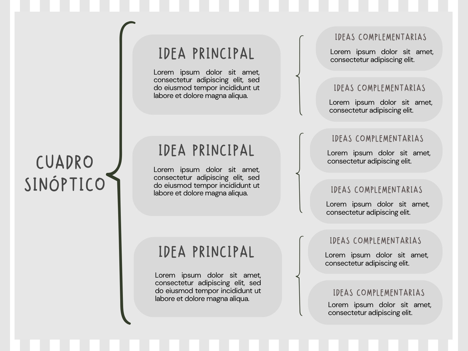Gris Blanco y Negro Minimalista Cuadro Sinóptico Gráfica