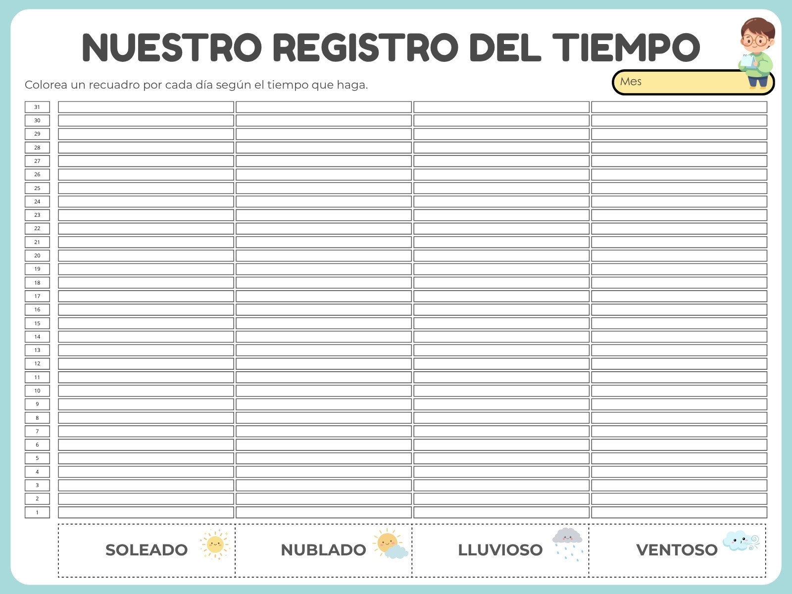 Gráfico Geografía registro del tiempo color