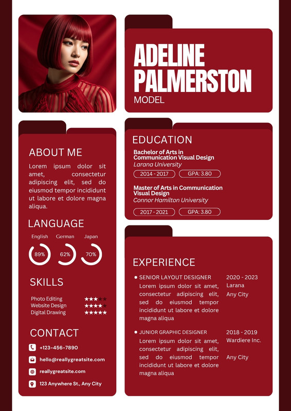 Model Design Cv Customize 55+ Model Resume Templates Online - Canva