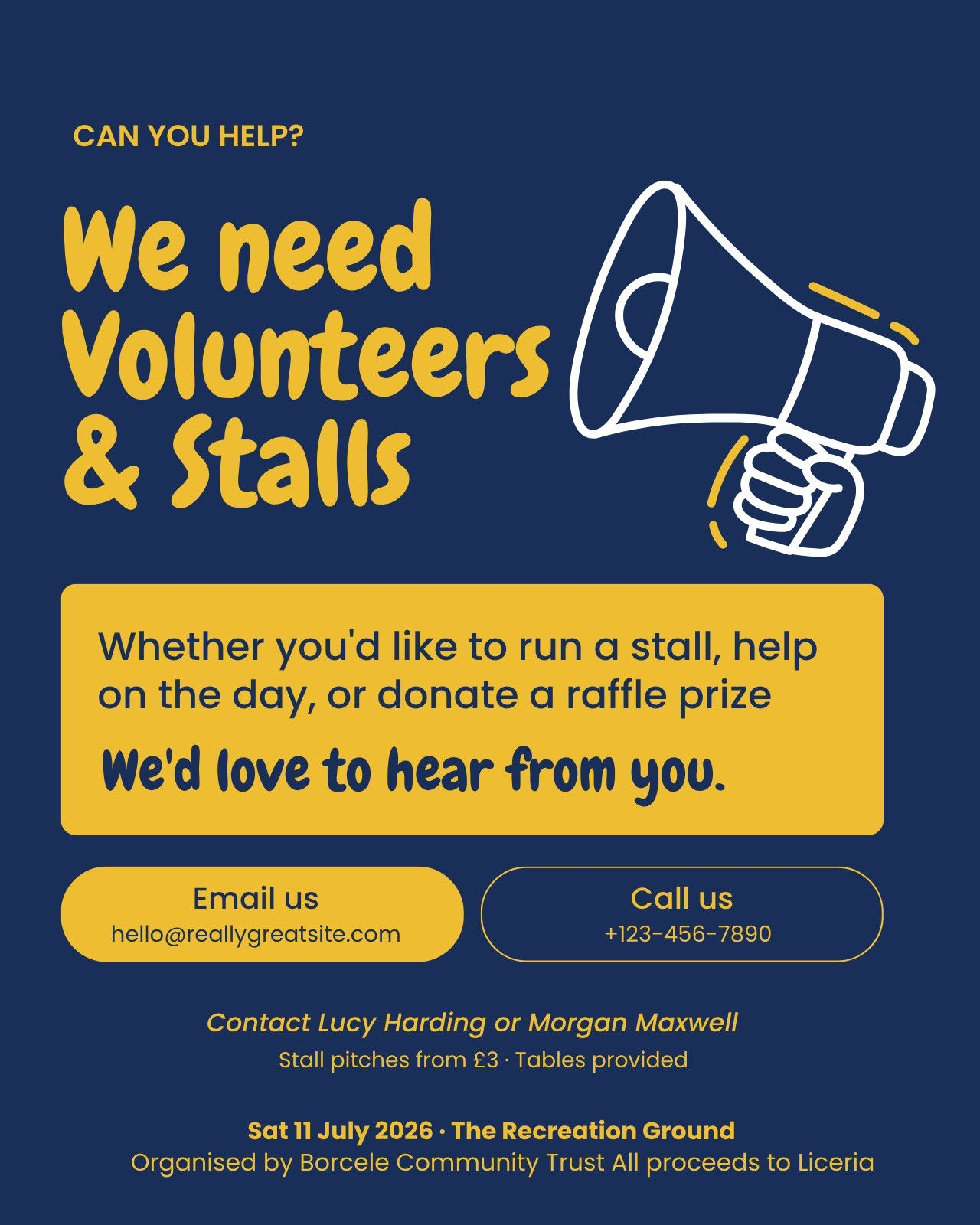 Navy and Yellow Illustrated Volunteers Instagram Post