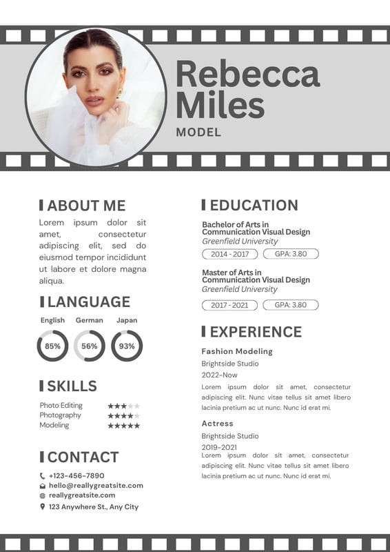 Model Design Cv Customize 37+ Model Resume Templates Online - Canva