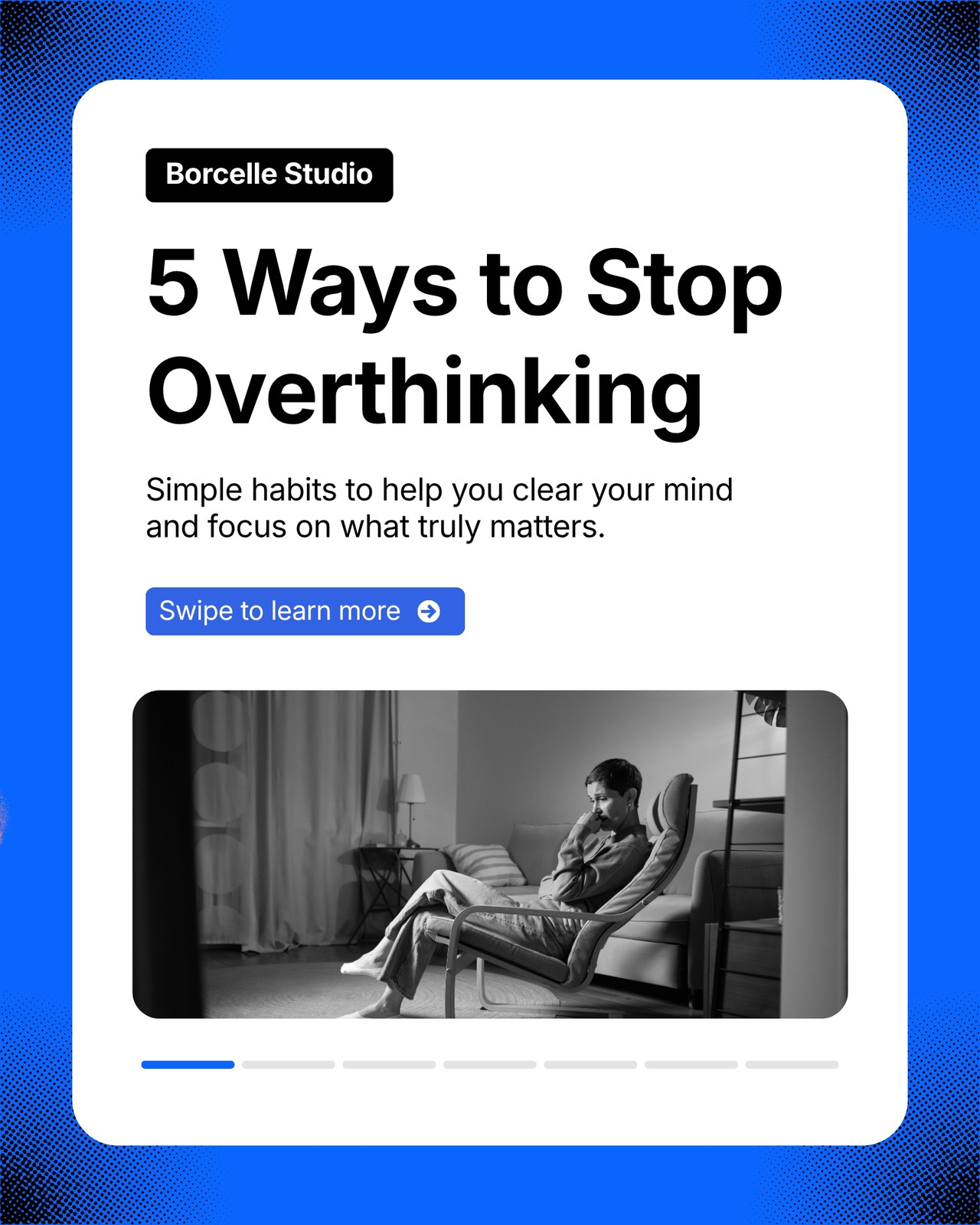 Blue Black and White Modern Self-Help Carousel Instagram Post
