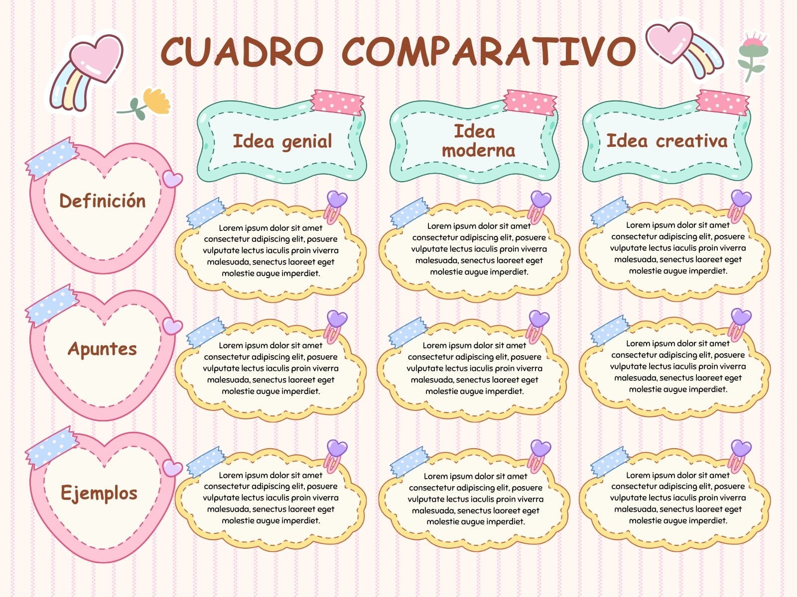 Gráfica Cuadro Comparativo Ilustrativo Rosa y Amarillo