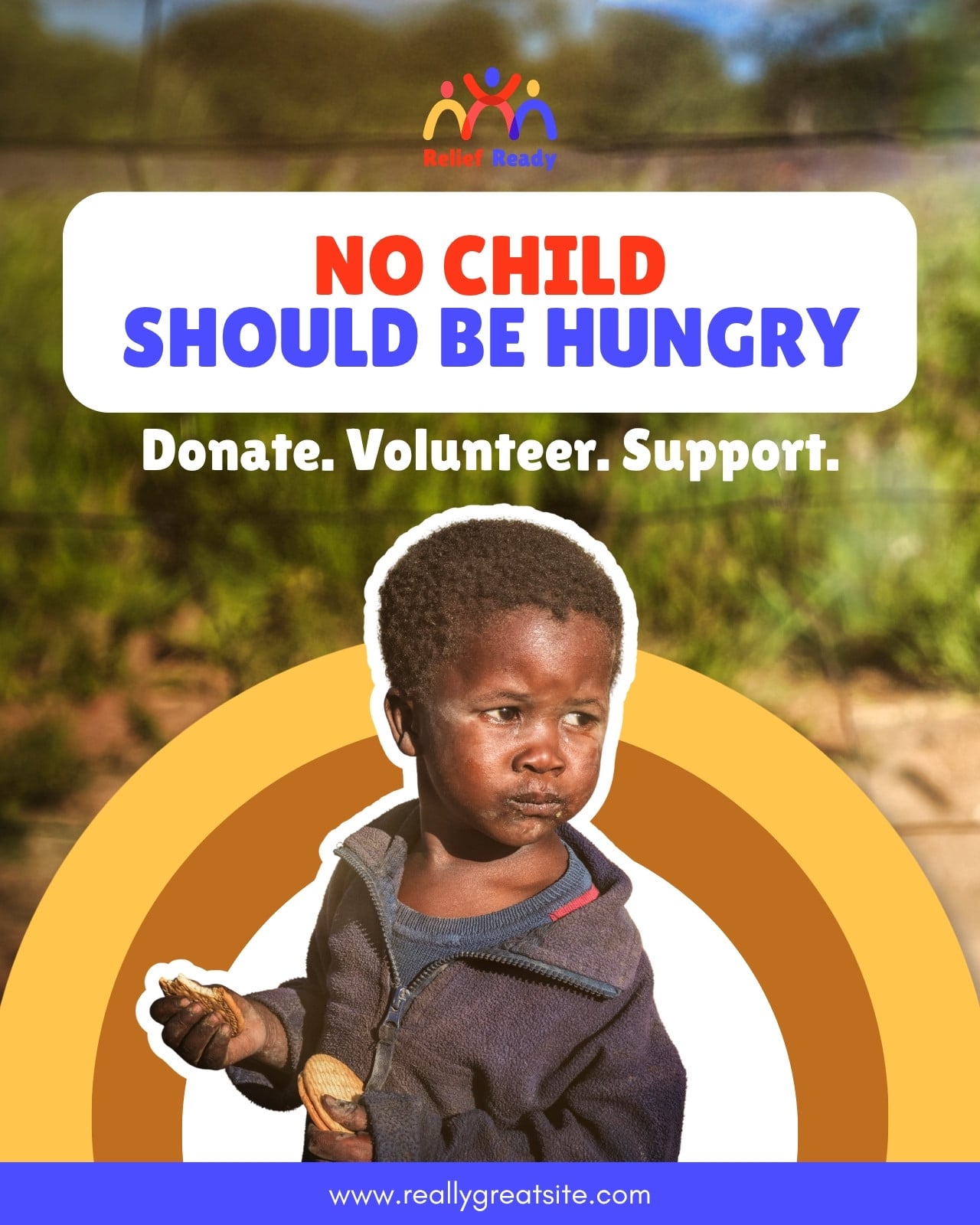 Orange and Brown Modern Child Hunger Awareness Instagram Post
