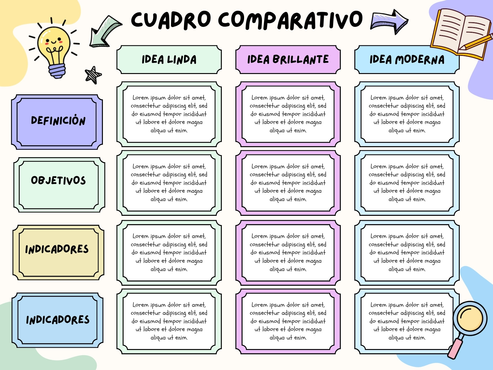 Gráfica Cuadro Comparativo Ilustrativo Colorido