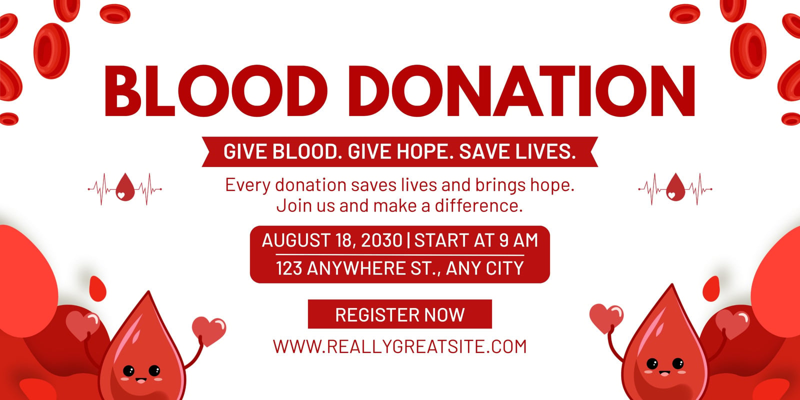 Red and White Bold Blood Donation Banner