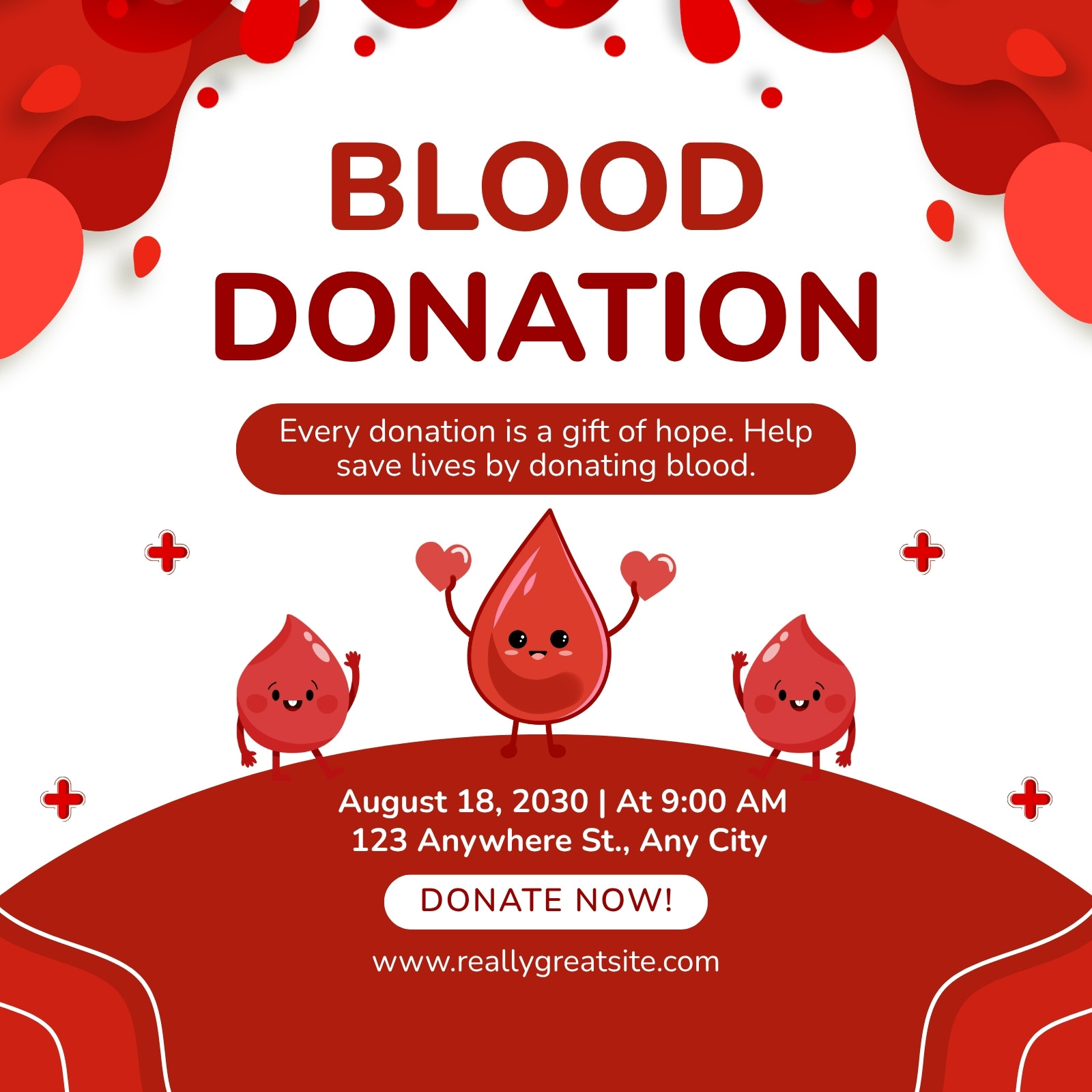 Red White Playful Blood Donation Instagram Post