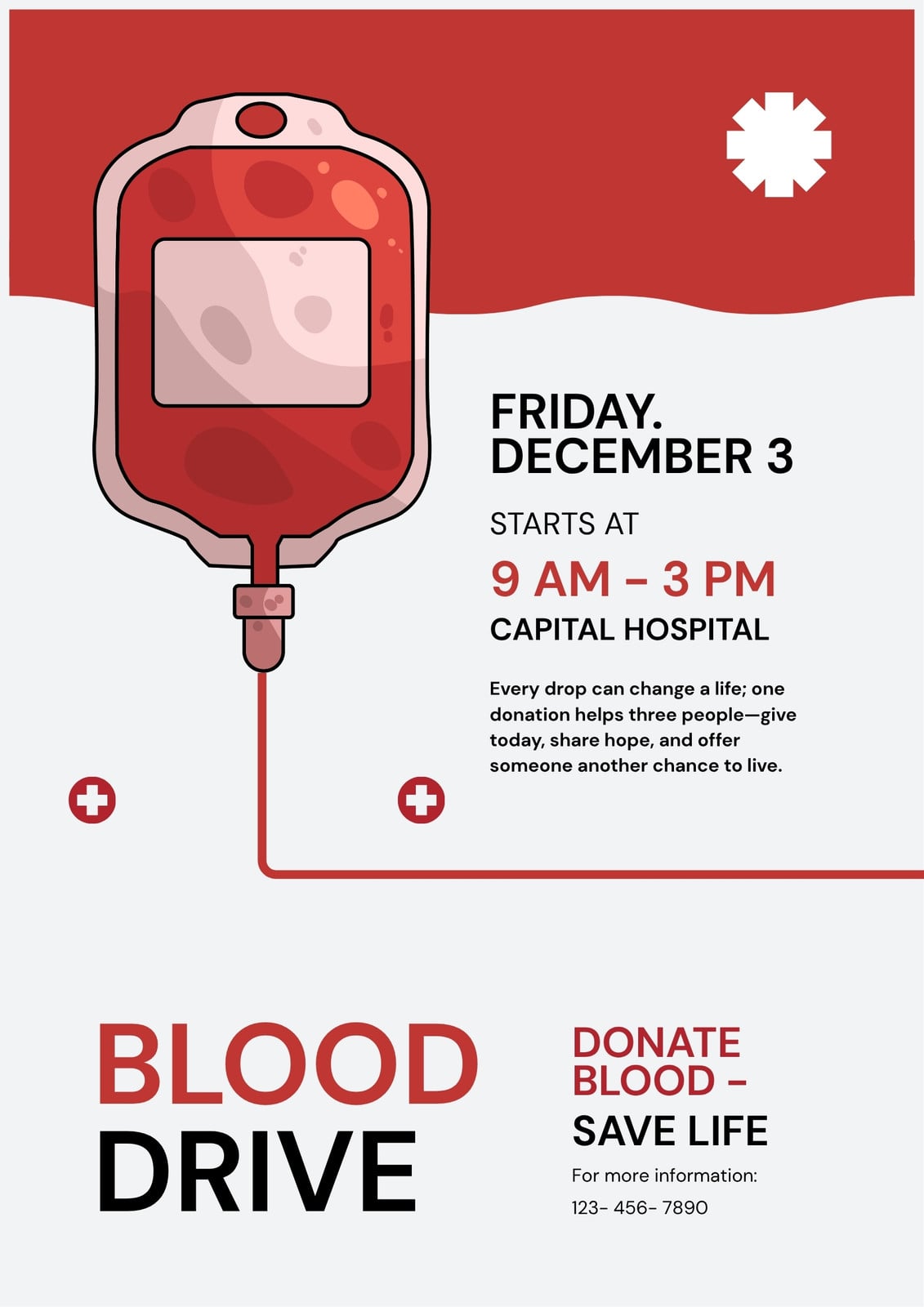 Red and White Modern Blood Drive Poster