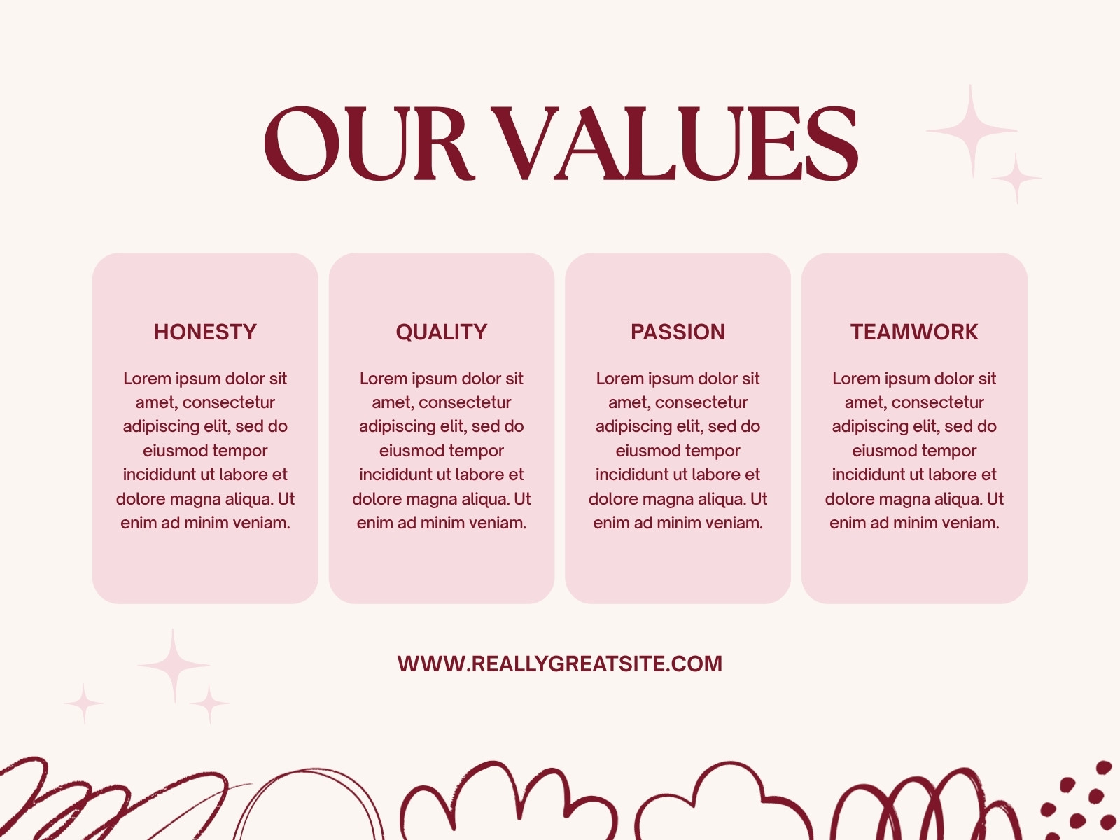 Red and Pink Modern Values Graph