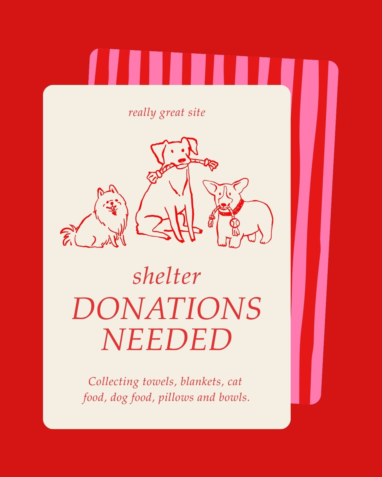 Red and Pink Illustrated Shelter Instagram Post