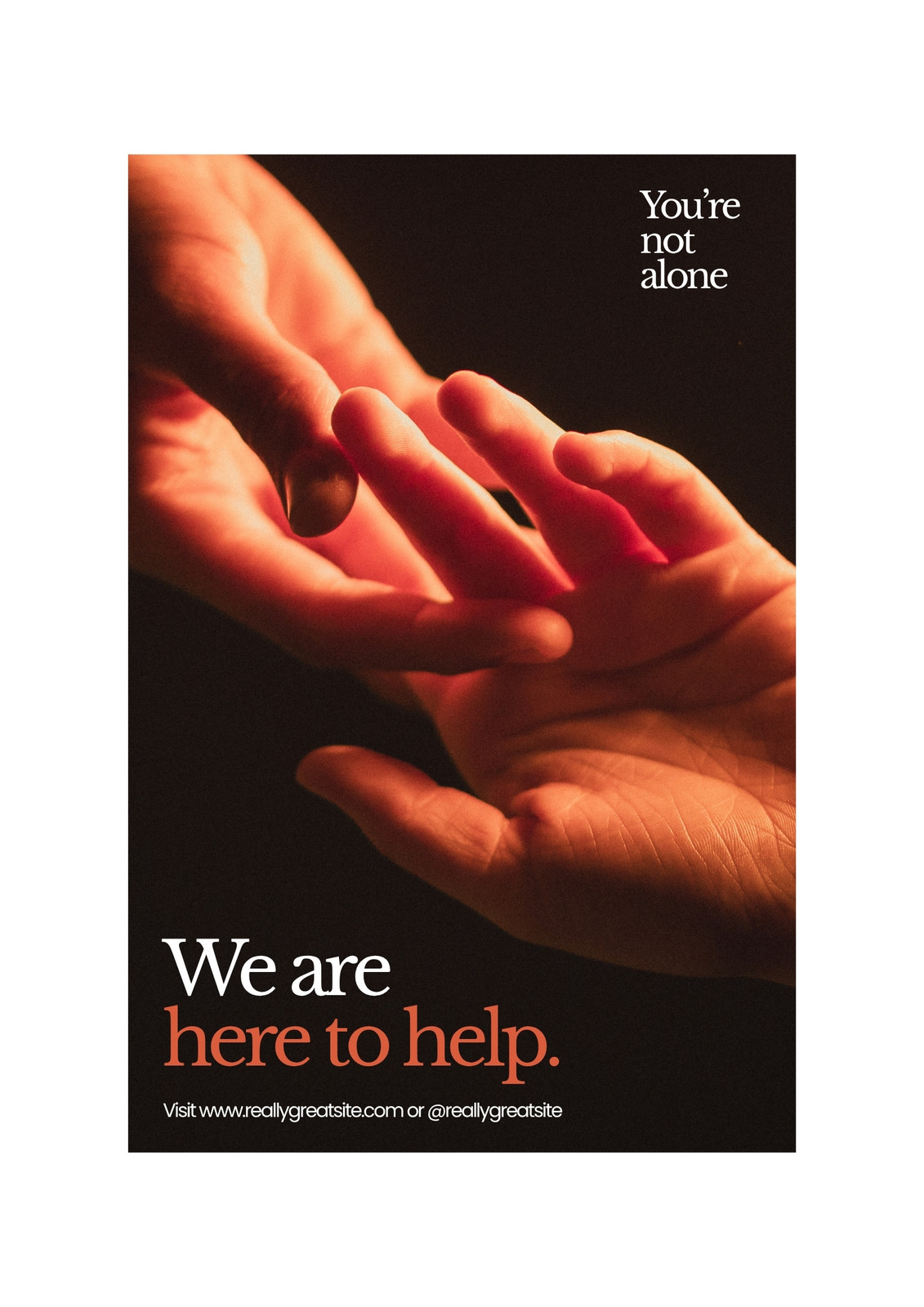 Orange and Black Modern Helping Hands Mental Health Poster