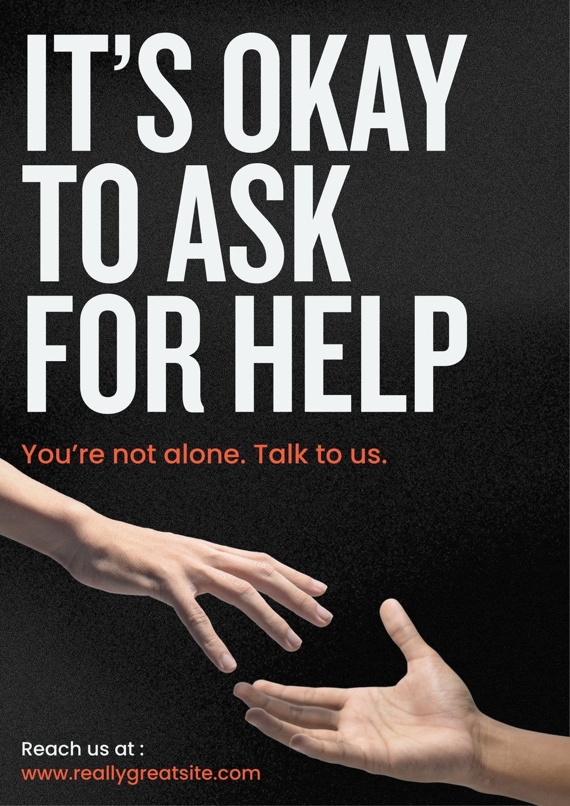 Black White and Red Simple Help Mental Health Awareness Poster