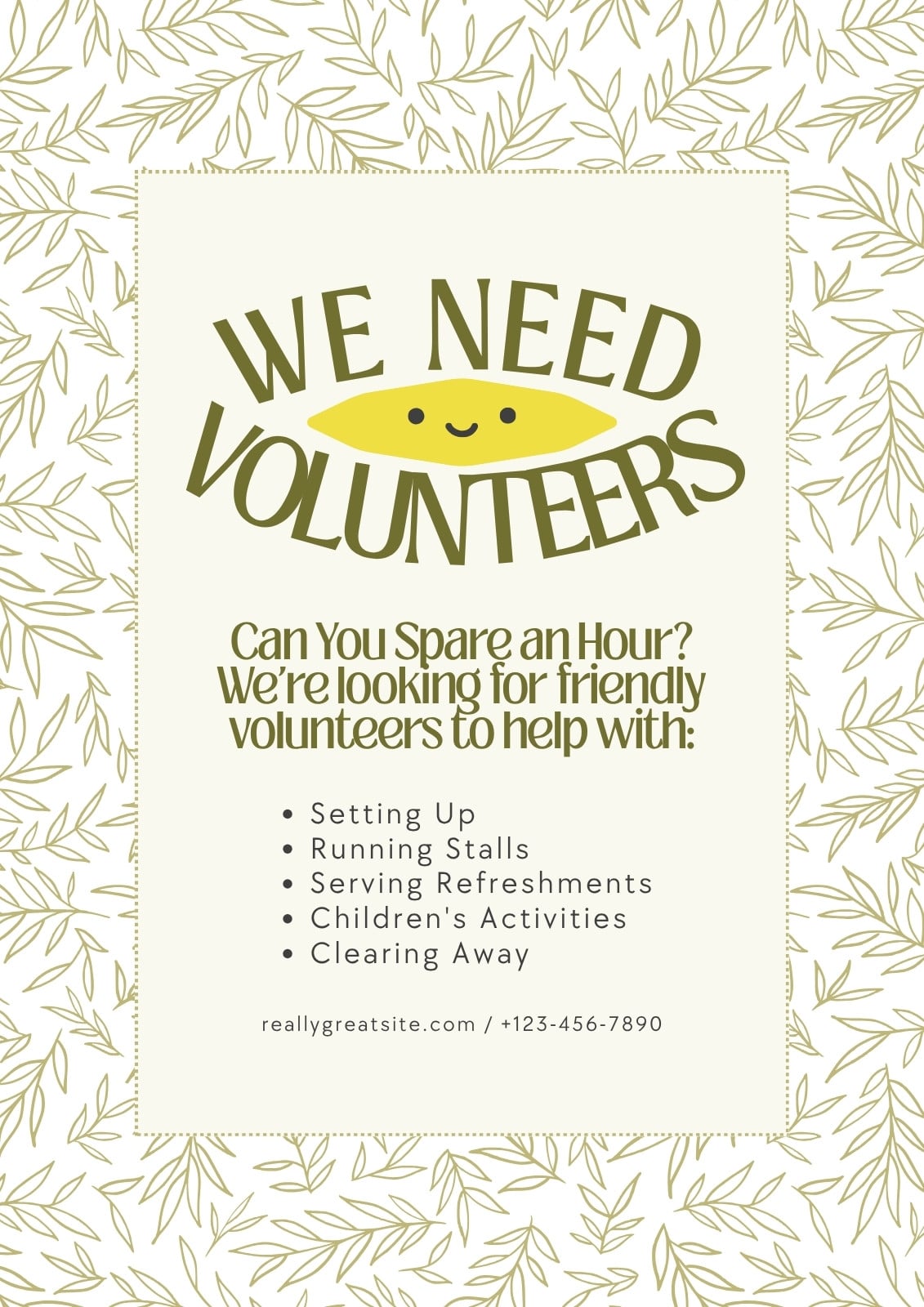 Green and White Rustic Volunteers Wanted Flyer